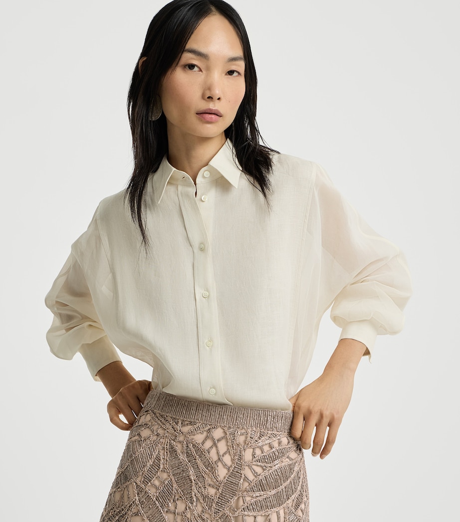 Brunello Cucinelli Womens Linen Organza Shirt Image 4