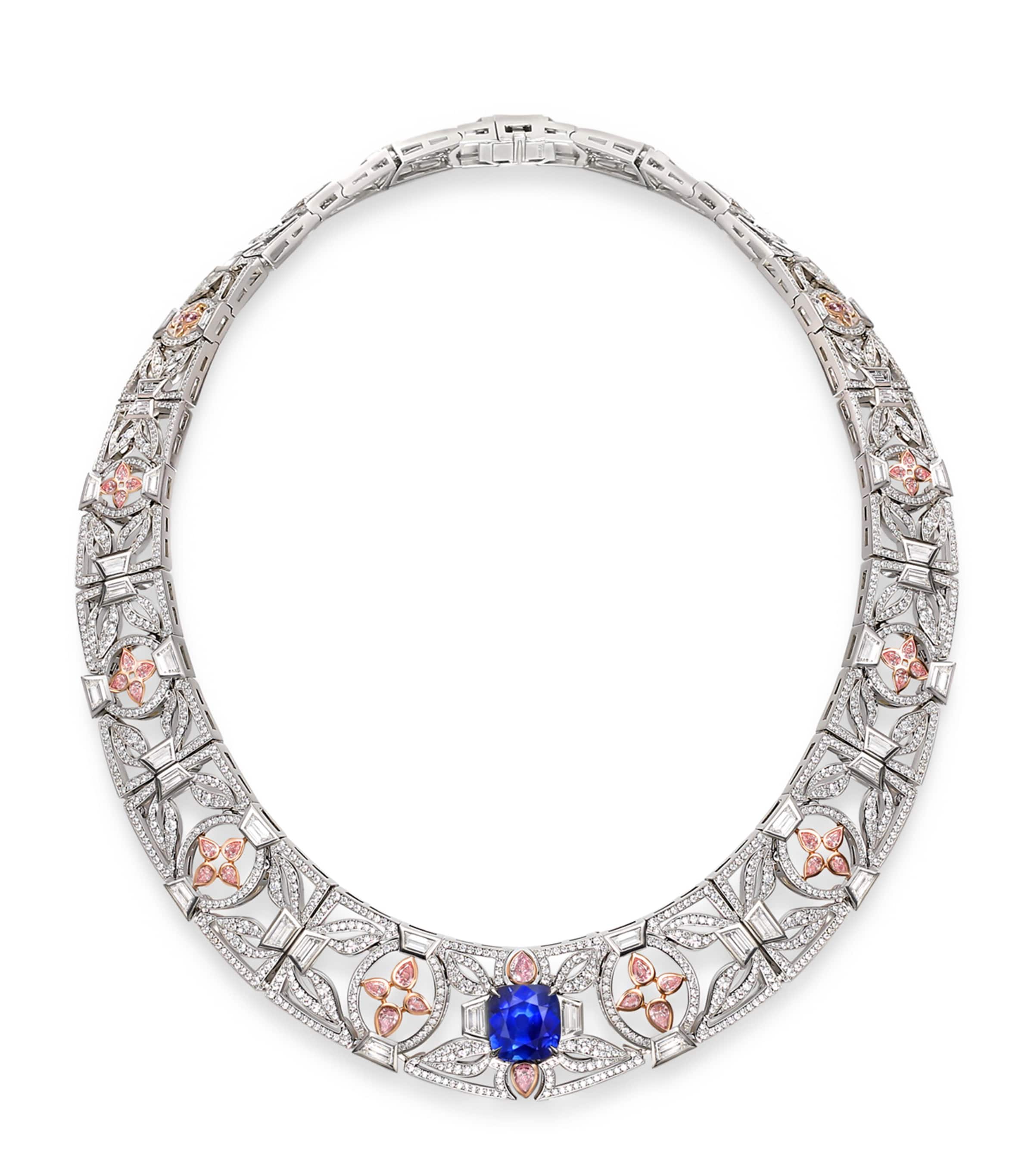 Boodles Platinum, Rose Gold, Diamond and Sapphire The Palace Collection Royal Porcelain  Collar Necklace Silver Image 1