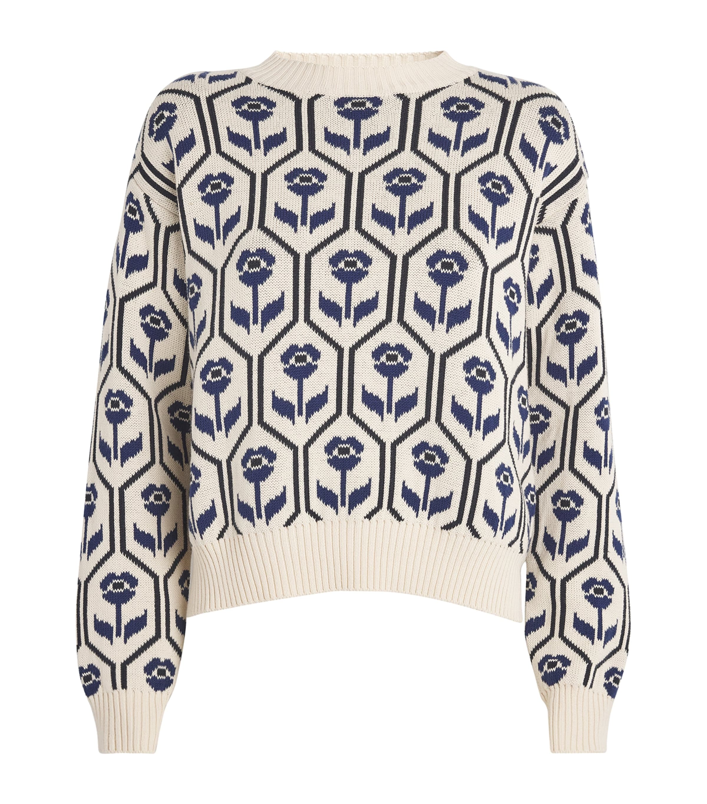 Shop Weekend Max Mara Floral Jacquard Sweater In White