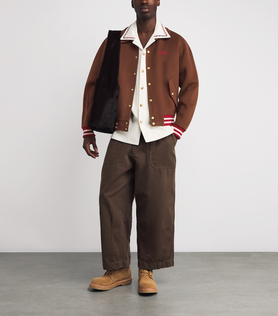 Wool-Blend Logo Bomber Jacket CHOCOLATE Image 2