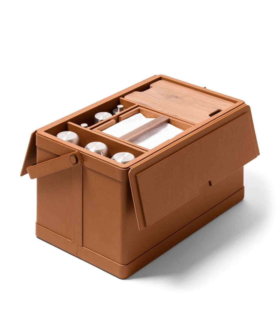 Poltrona Frau Leather Picnic Basket Set Pelle Quarzo Fume Image 4