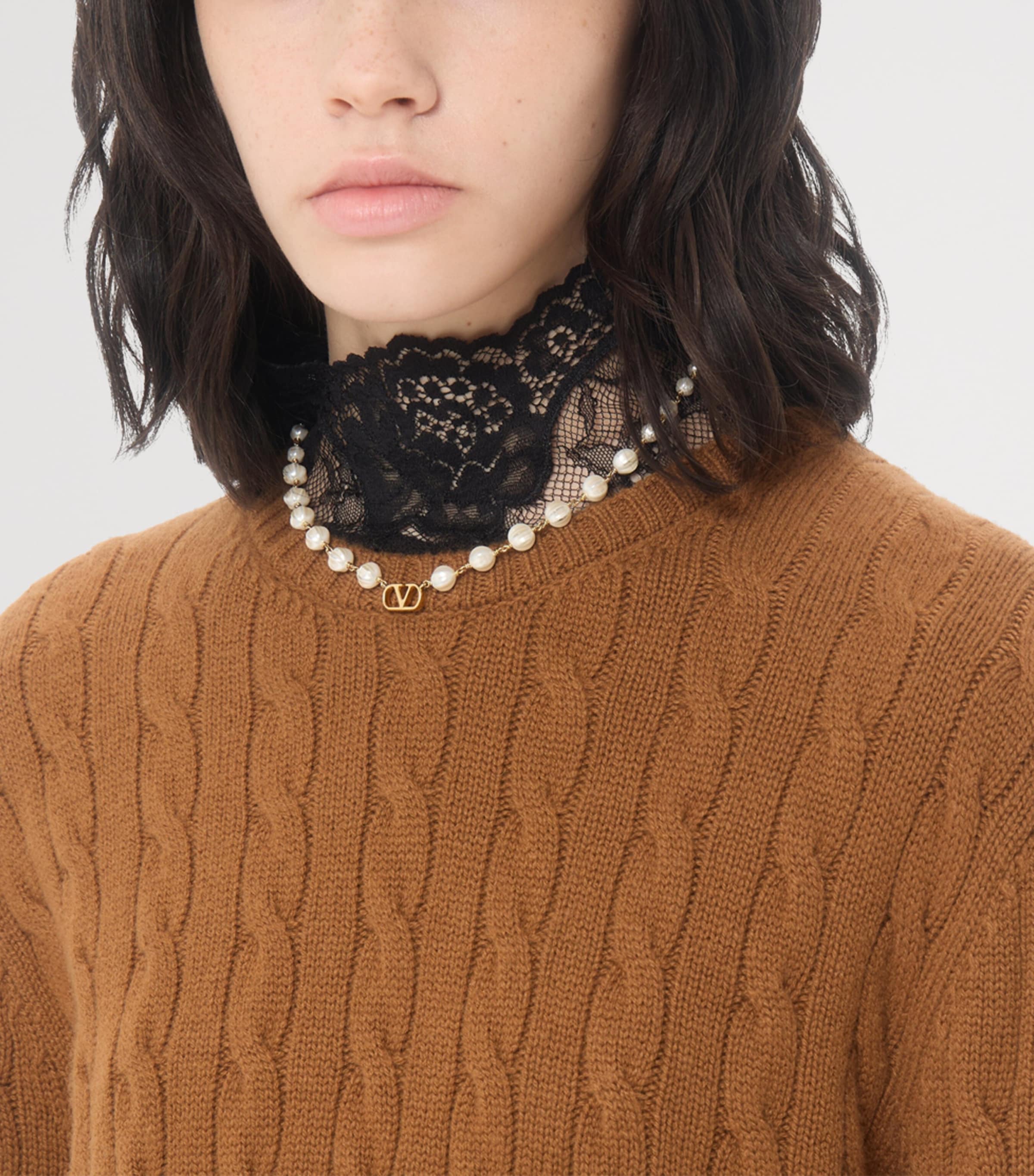 Valentino Garavani Faux Pearl VLogo Signature Necklace Image 2