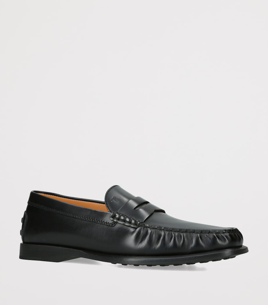Tod's Leather Arricciato Gomma Loafers Black Image 2