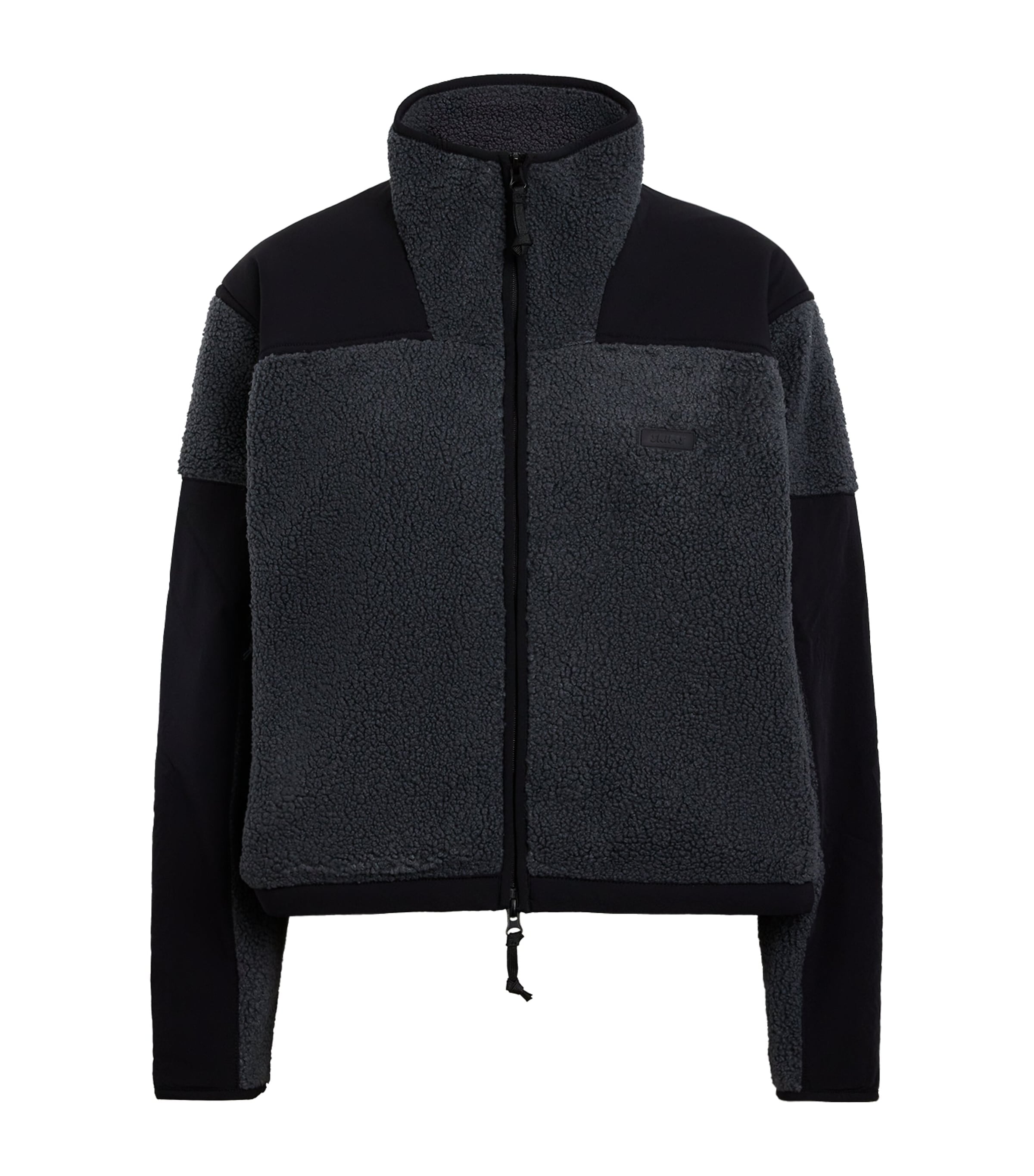 Skims Teddy Boxy Zip-up Jacket In Black