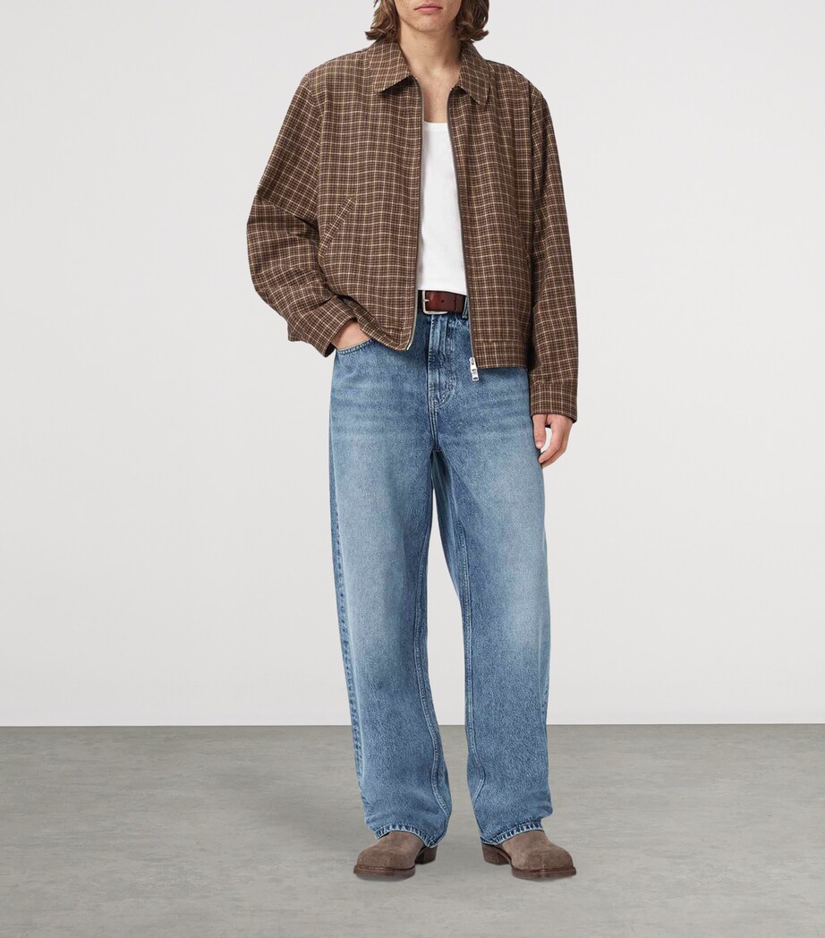 AllSaints Mens Rivet Straight Jeans Light Indigo Image 5