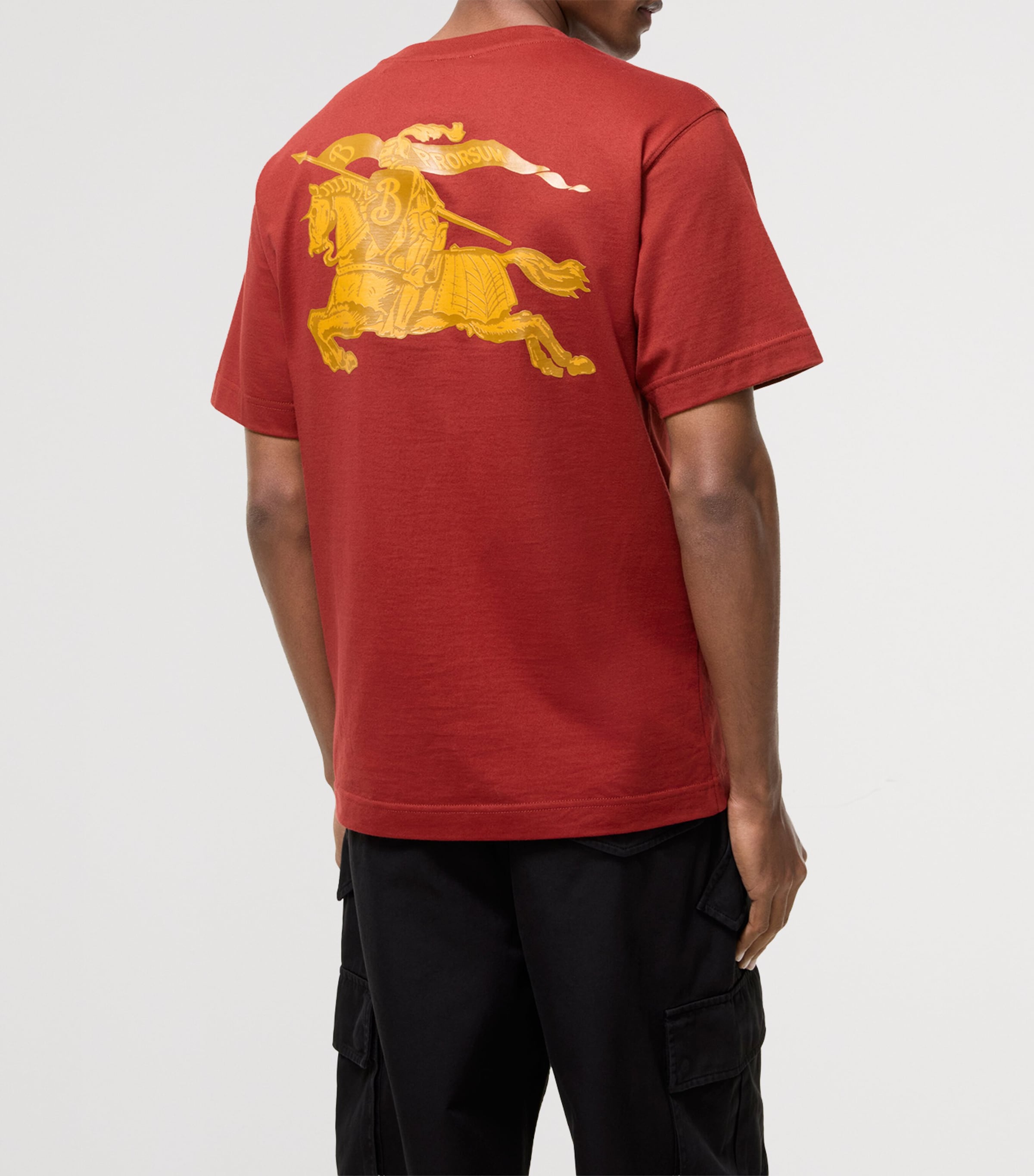 Burberry Mens Cotton Heritage Logo T-Shirt Auburn Brown Image 3