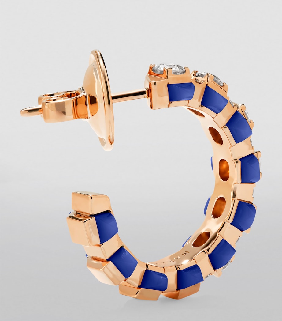 Rose Gold, Diamond and Lapis Lazuli Tip-Top Hoop Earrings ROSE GOLD Image 3