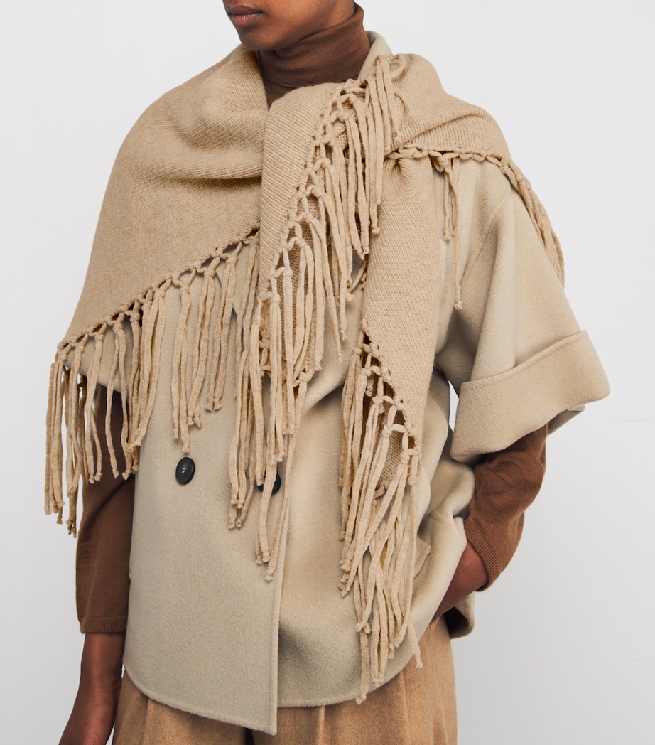 Virgin Wool Fringed Shawl CAMEL Image 3