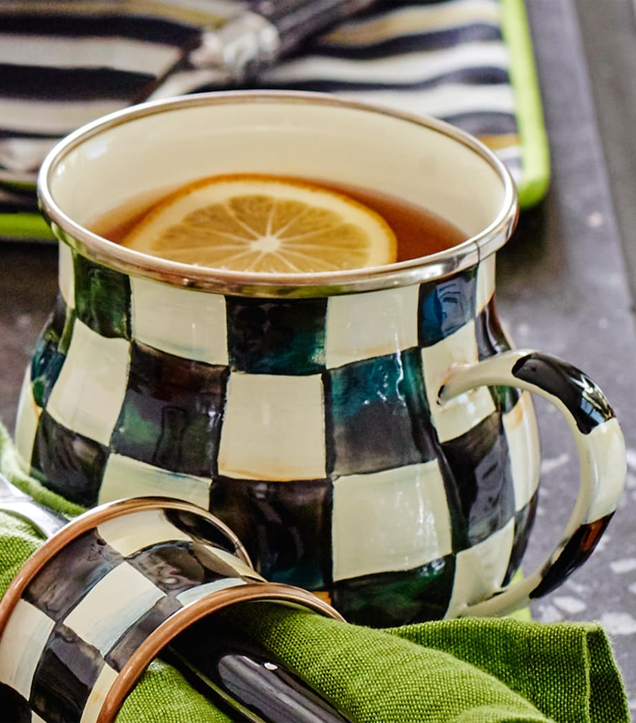 Courtly Check Enamel Mug BLACK Image 3