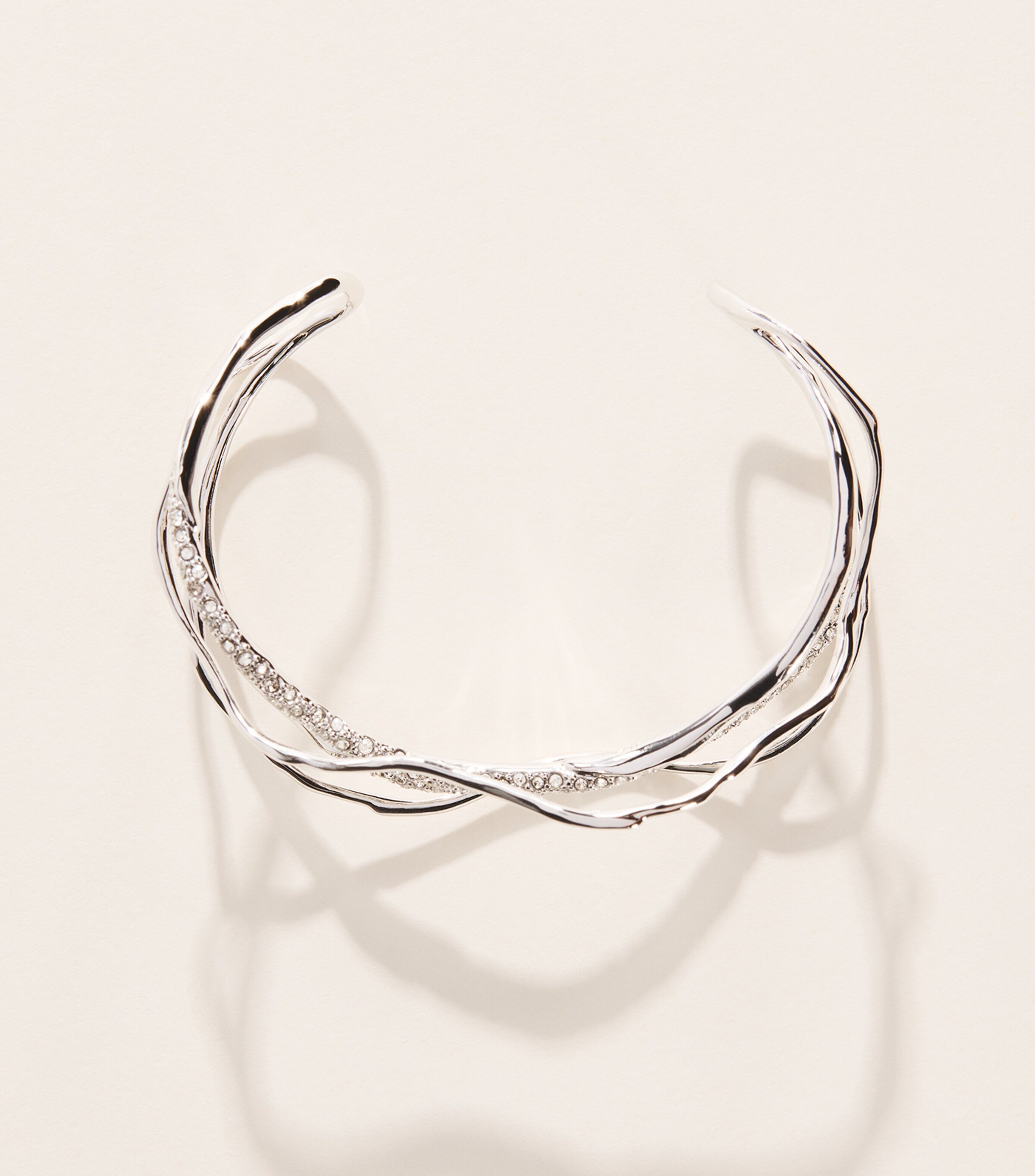Alexis Bittar Solanales Intertwined Cuff Bracelet Crystals Silver Image 3