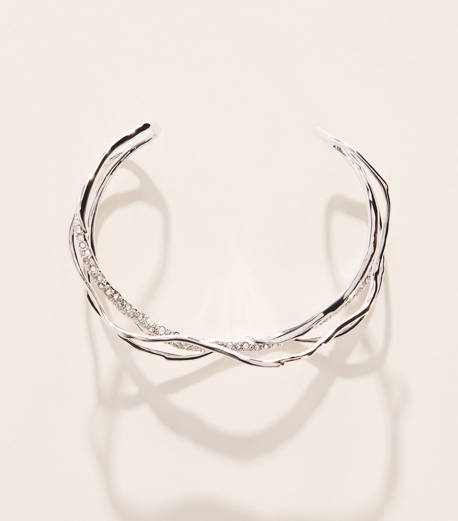 Alexis Bittar Solanales Intertwined Cuff Bracelet Crystals Silver Image 3