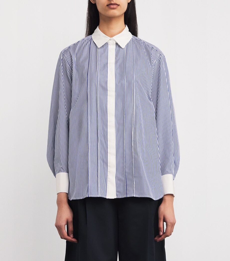 Contrast-Collar Stripe Shirt BLU / WHITE Image 3