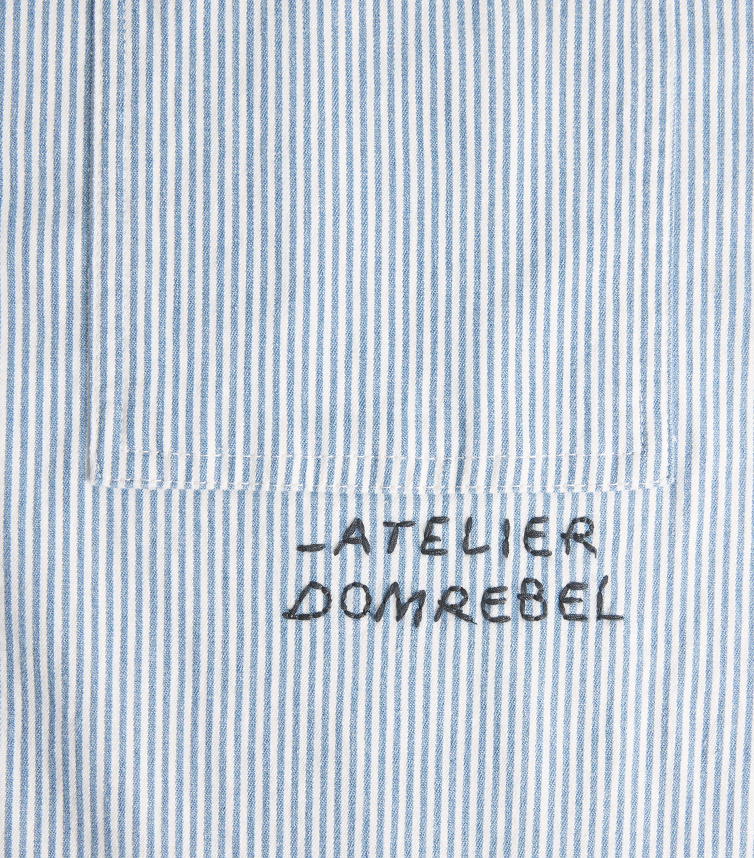DOMREBEL Mens Stripe Indie Denim Overshirt Blue Stripes Image 6