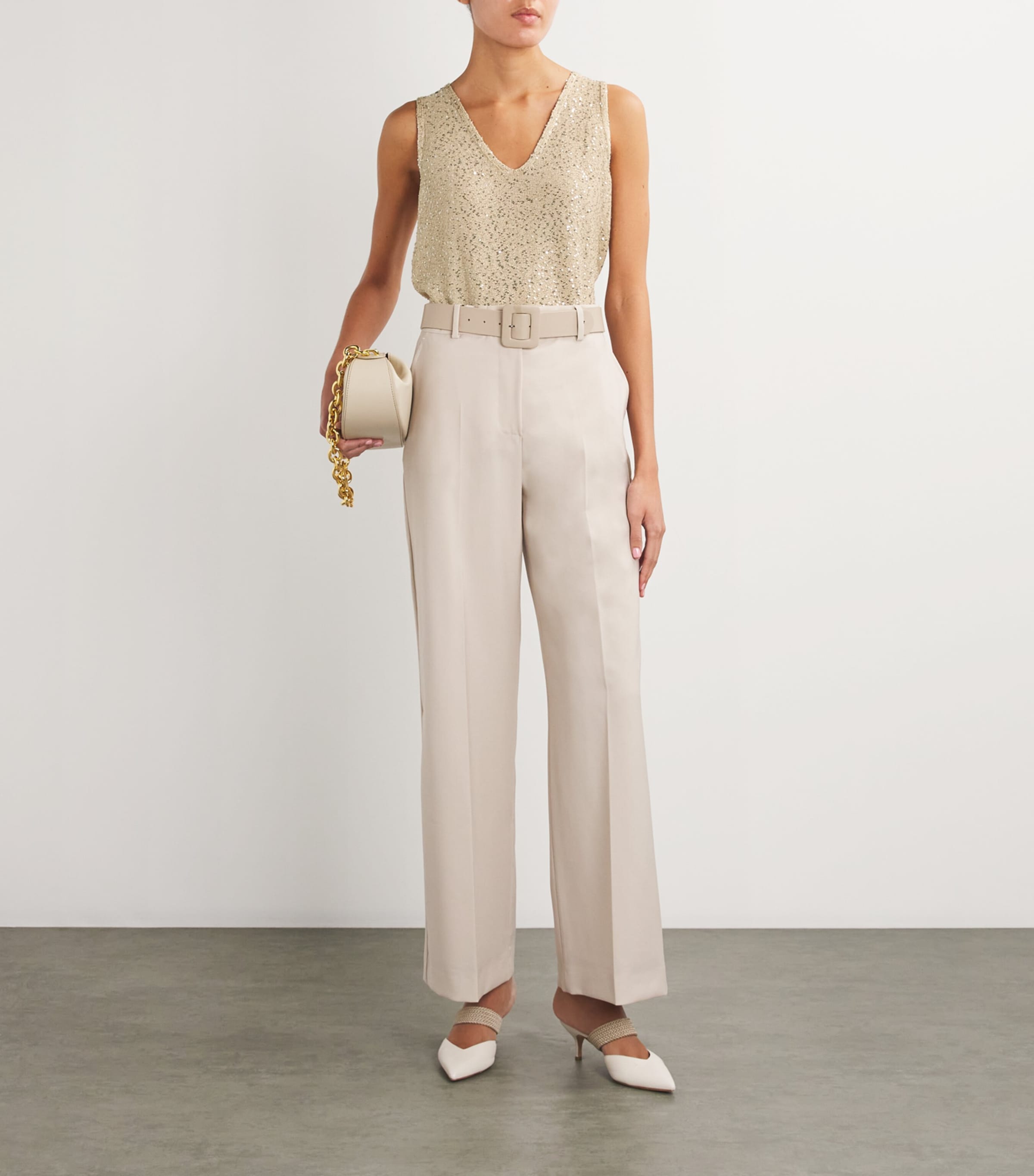 Sequinned Knitted Tank Top SILVER Image 2