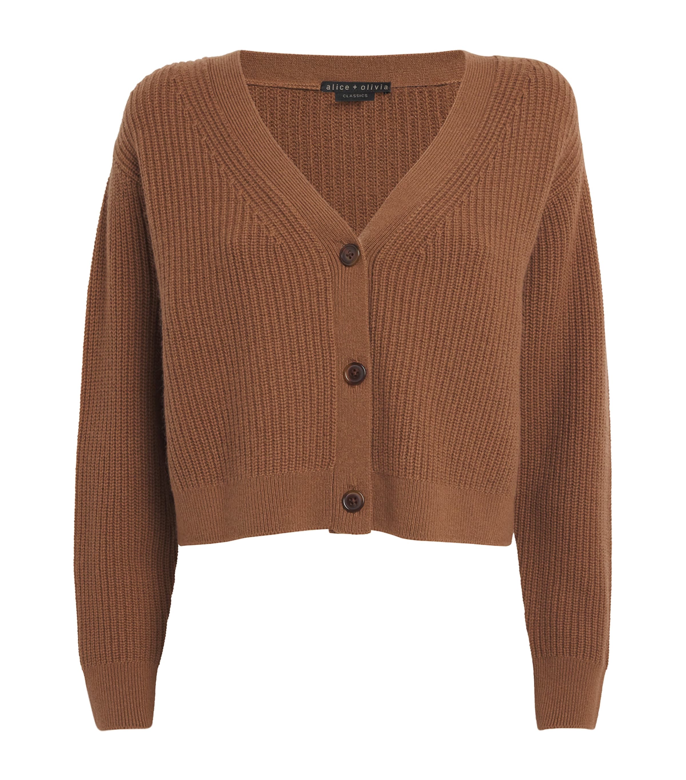 Shop Alice And Olivia Wool-cashmere Jannie Cardigan In Brown