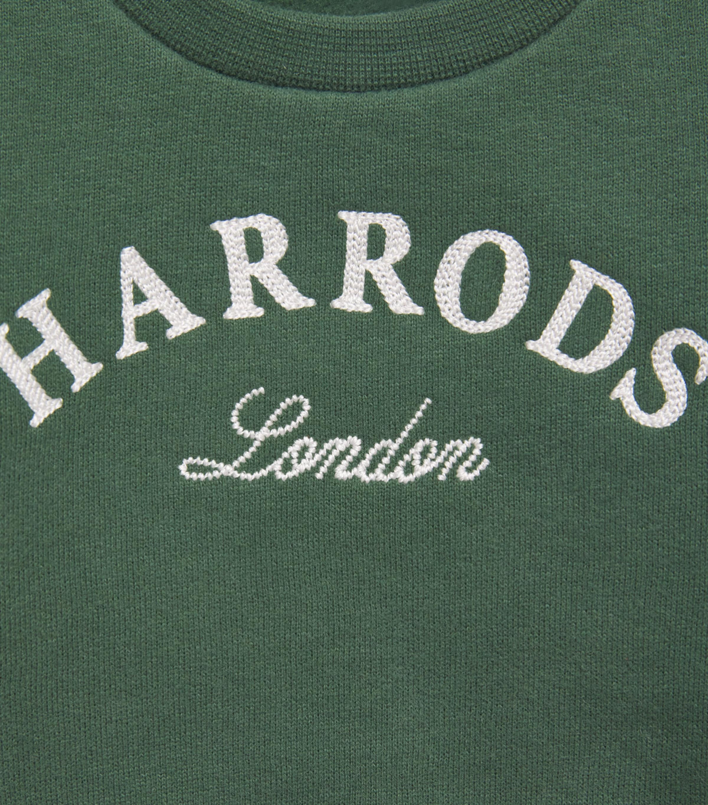 Harrods Cotton Jersey Embroidered Sweatshirt Green Image 3