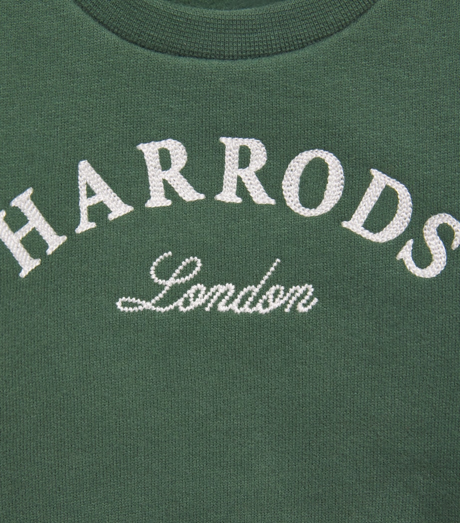 Harrods Cotton Jersey Embroidered Sweatshirt Green Image 3