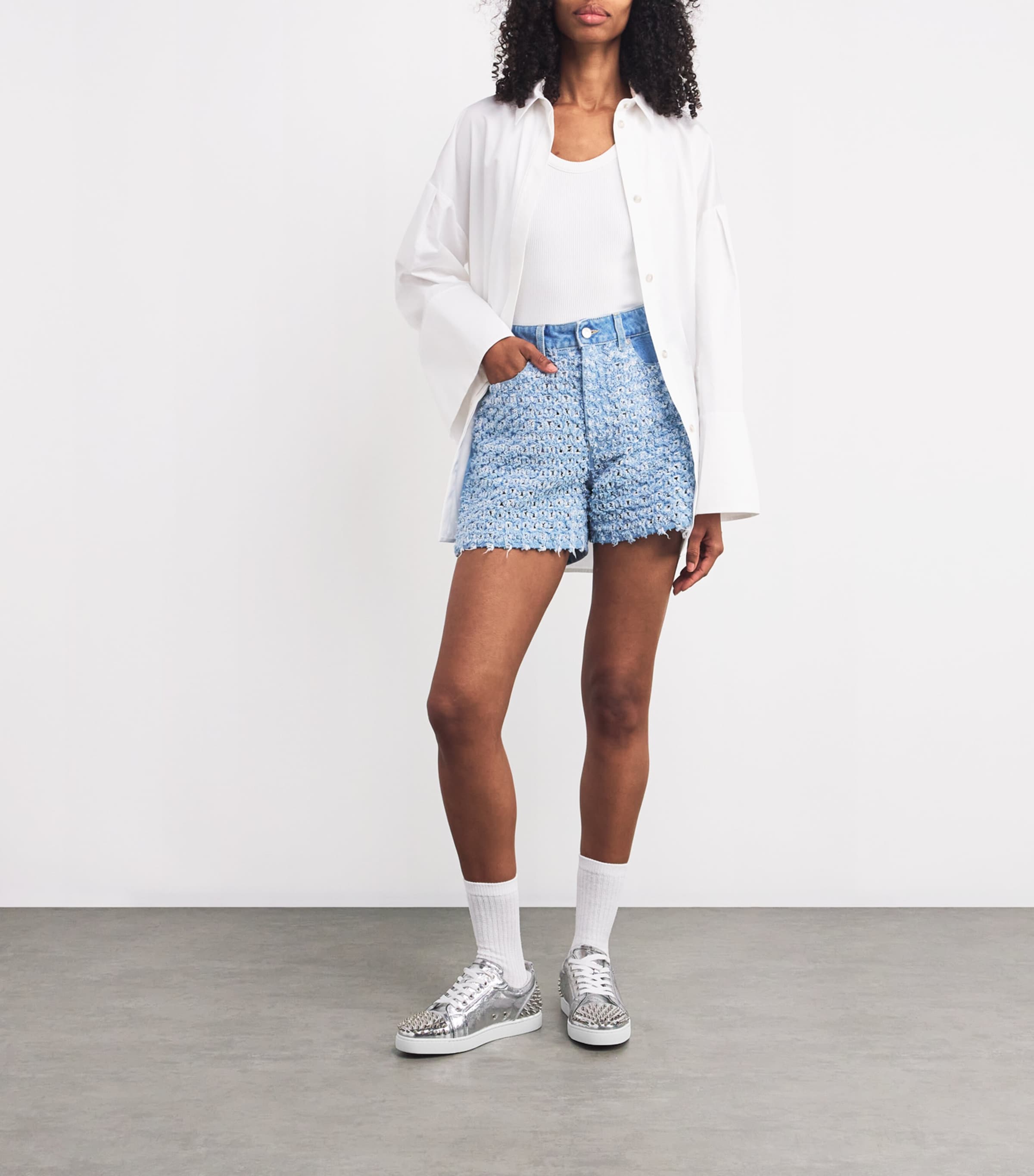 Christian Louboutin Louis Junior Spikes Leather Sneakers