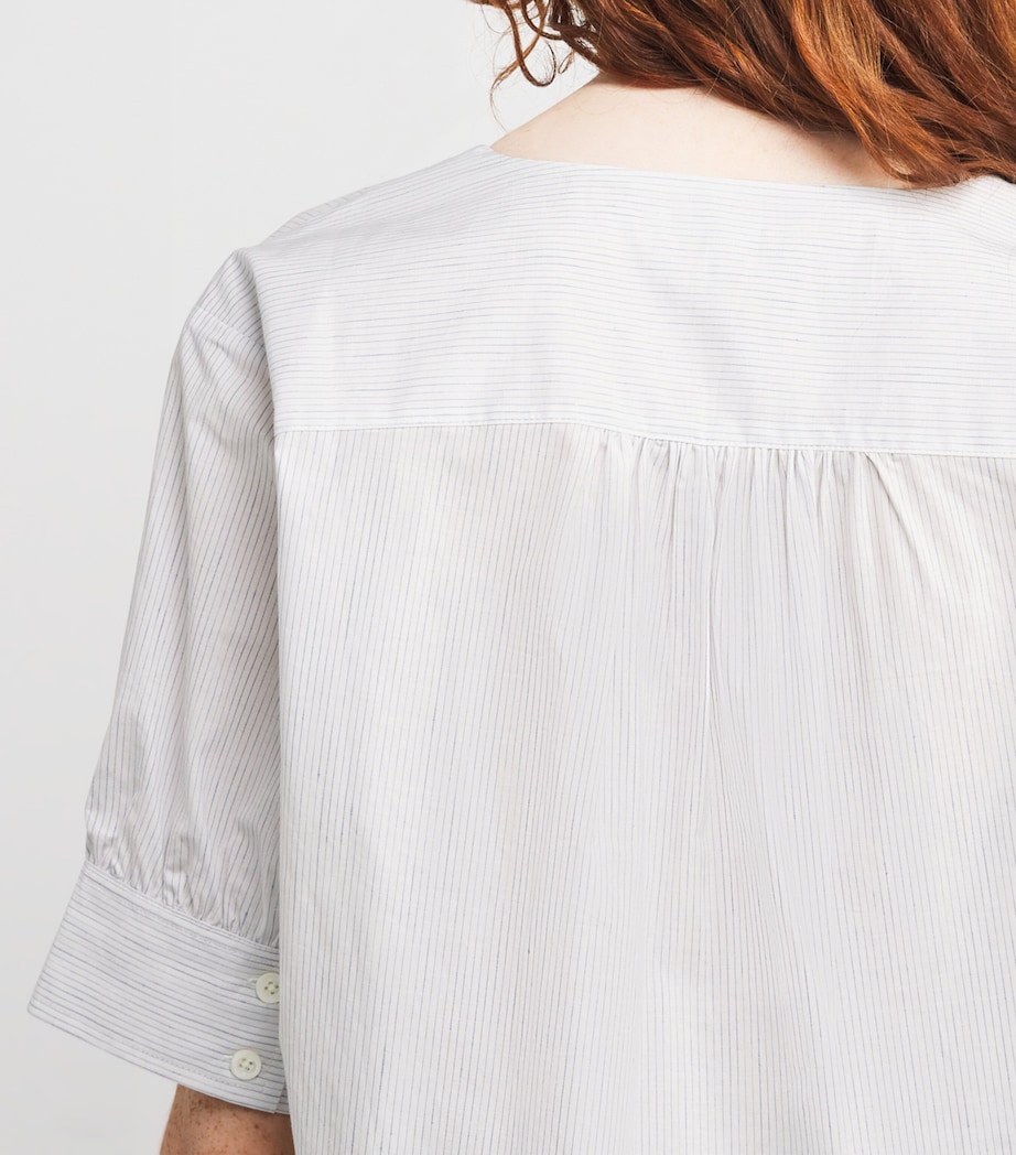 Stripe The V-Neck Popover Shirt STEEL BLUE MULTI Image 6