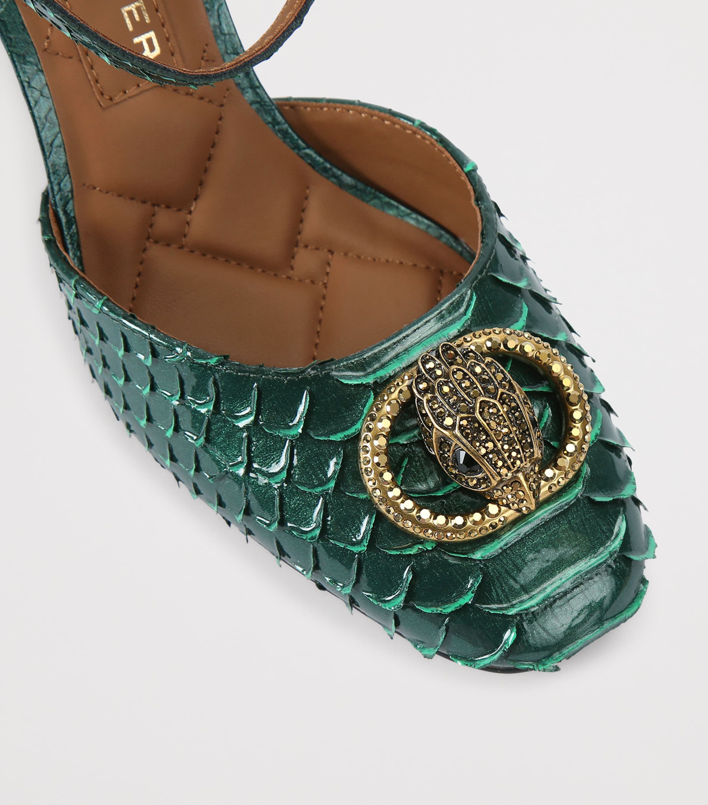 Kurt Geiger London Leather Snake-Effect Chelsea Pumps Green Image 3