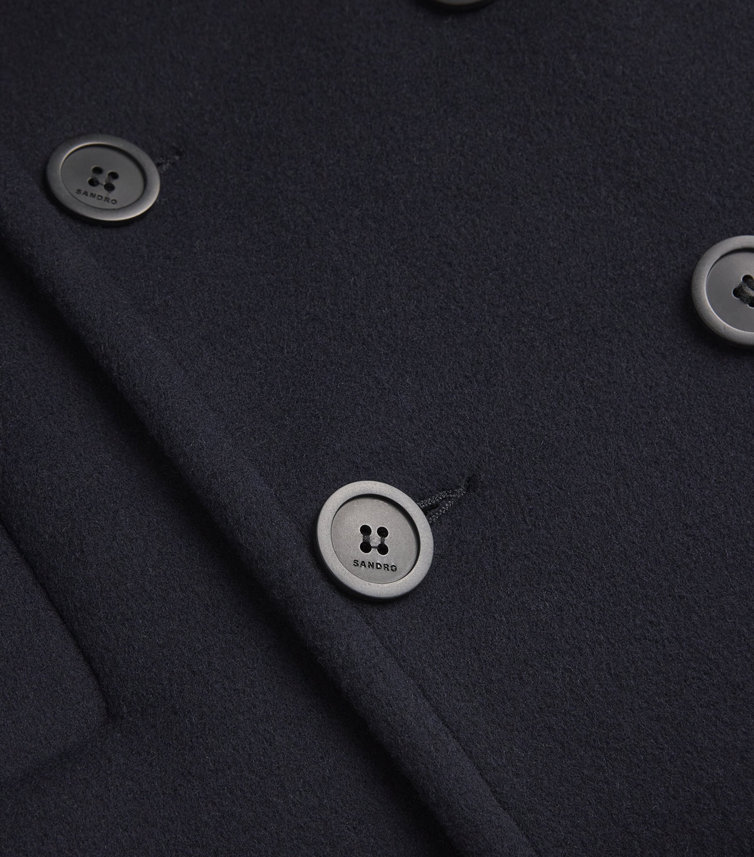 Sandro Paris Mens Wool-Blend Peacoat Navy Blue Image 5