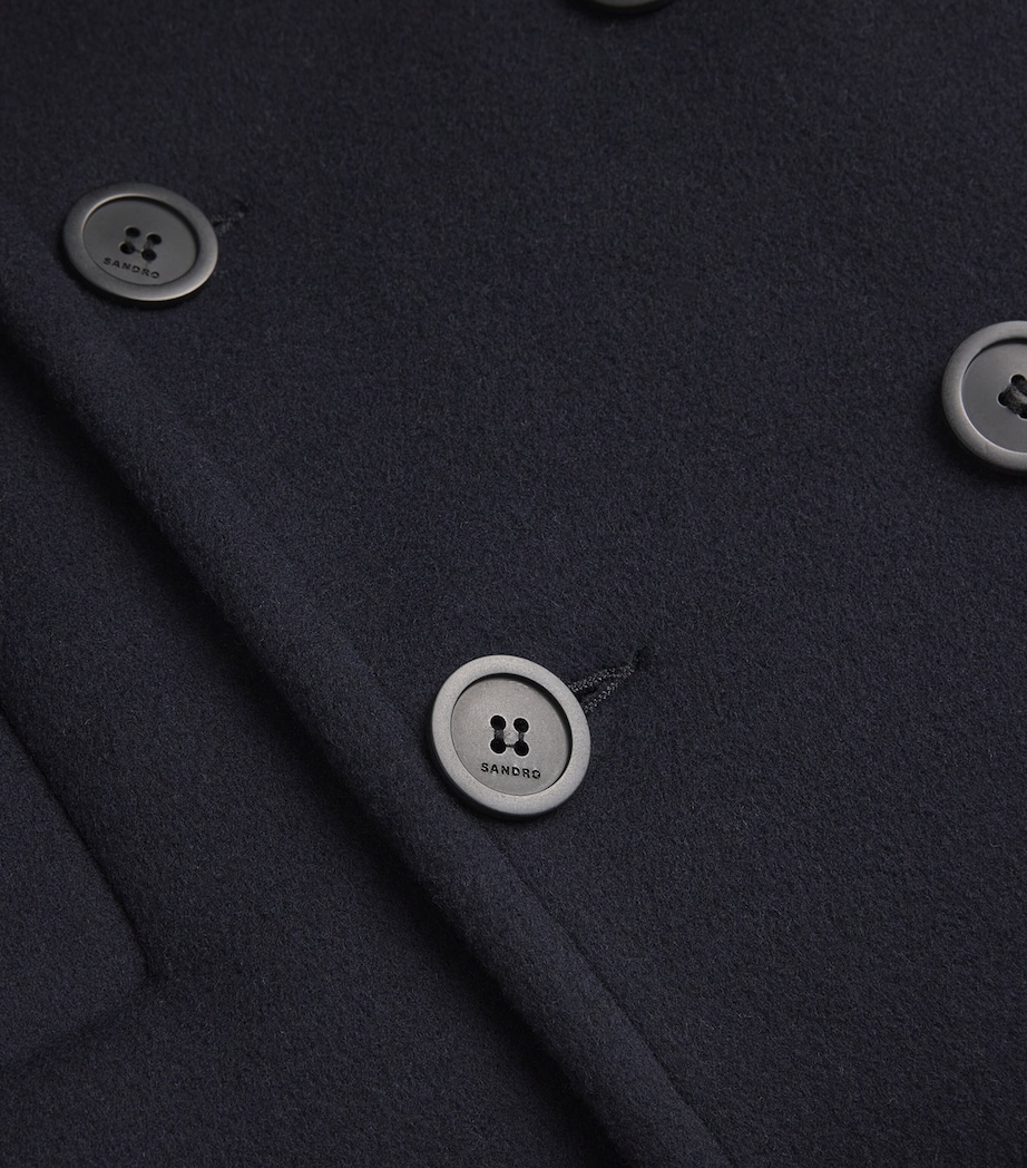 Sandro Paris Mens Wool-Blend Peacoat Navy Blue Image 5