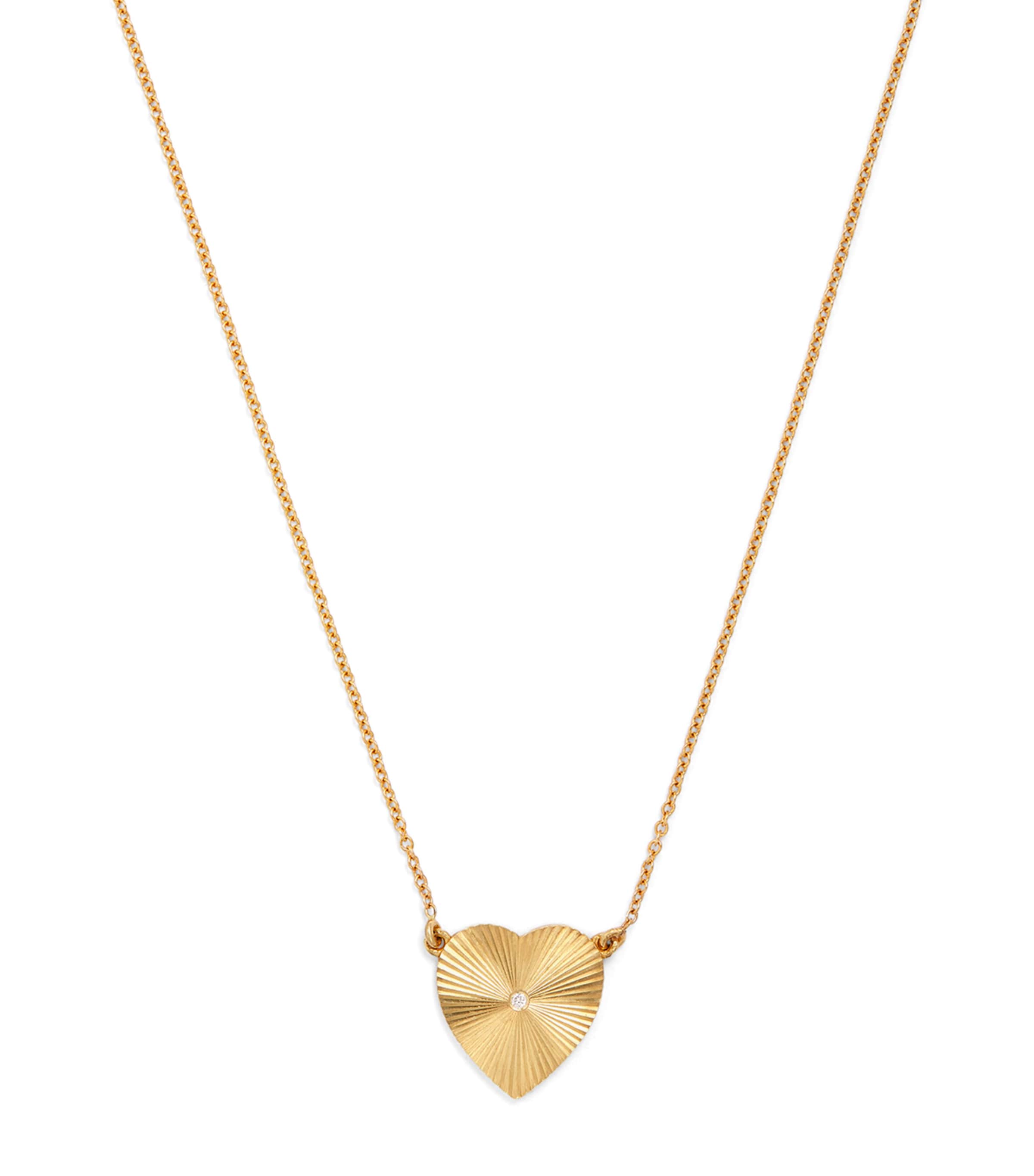 Mini Yellow Gold and Diamond Edith '70s Heart Necklace YELLOW GOLD Image 1