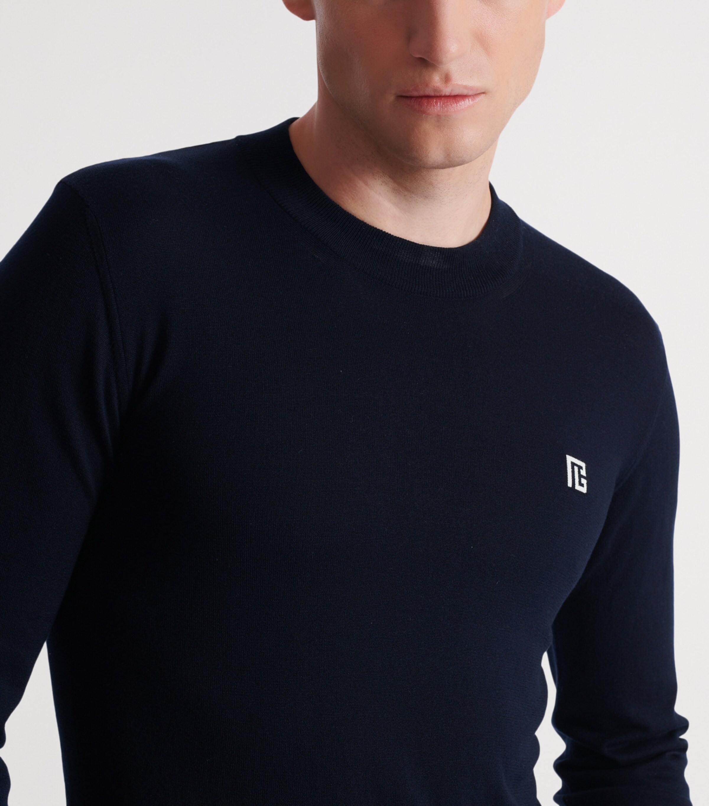 Silk-Cotton Monogram Sweater SIV MARINE/BLANC Image 7