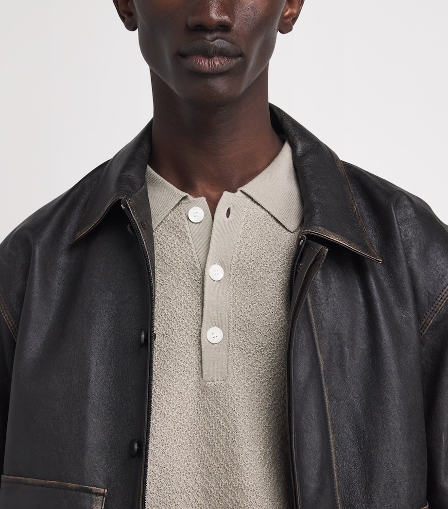 Wool Textured Polo Sweater WARM GREY Image 3