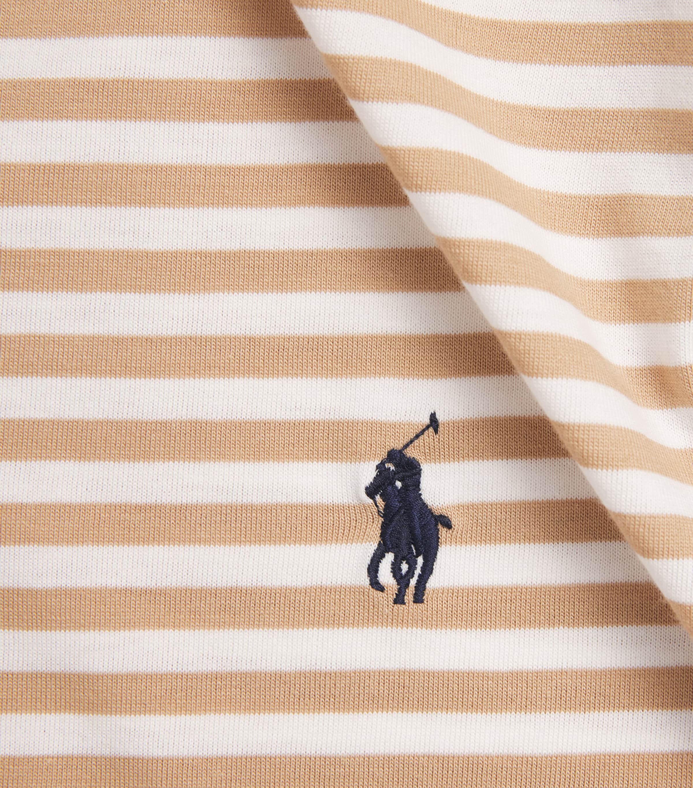 Polo Ralph Lauren Mens Cotton Stripe Polo Pony Slim T-Shirt Vintage Khaki/white Image 6