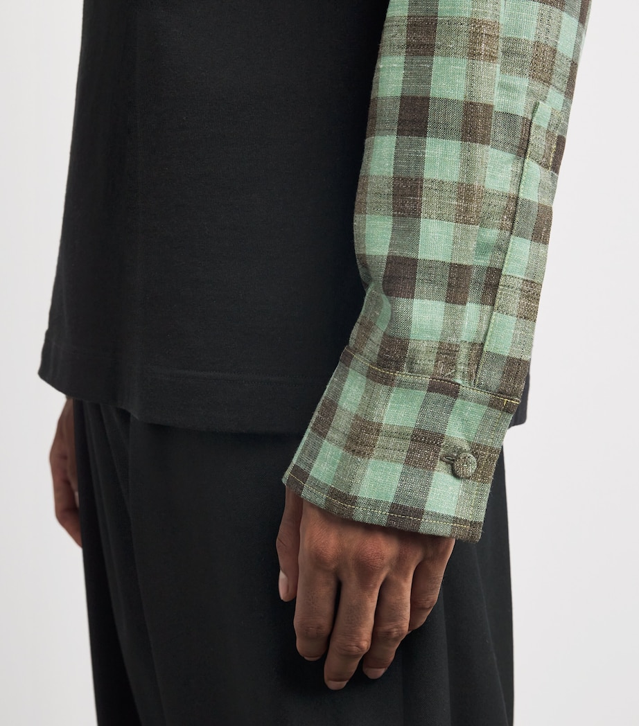 Check-Sleeve Layered T-Shirt BLACK Image 6