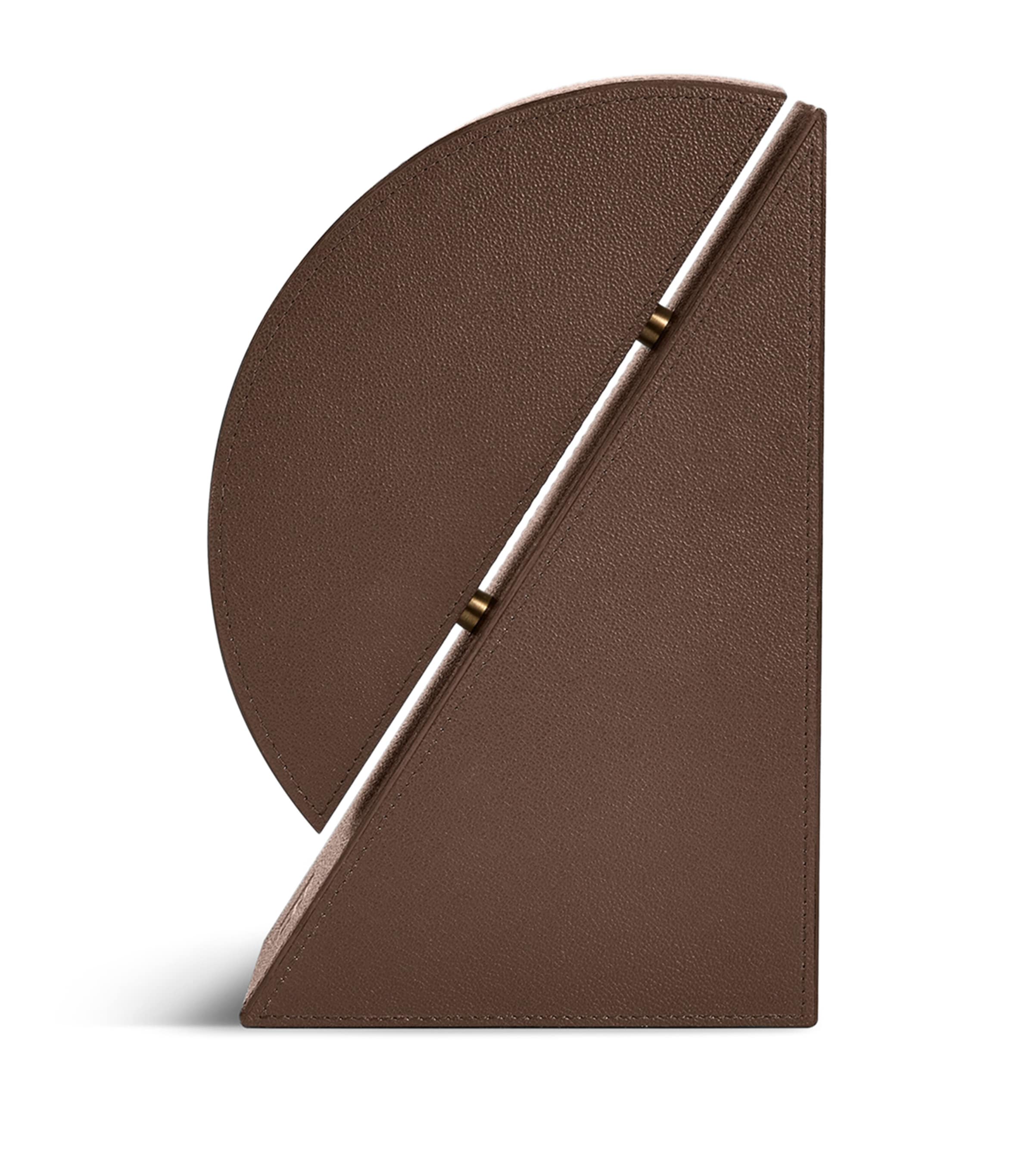 Leather Right Cubist Bookend DARK BROWN Image 1