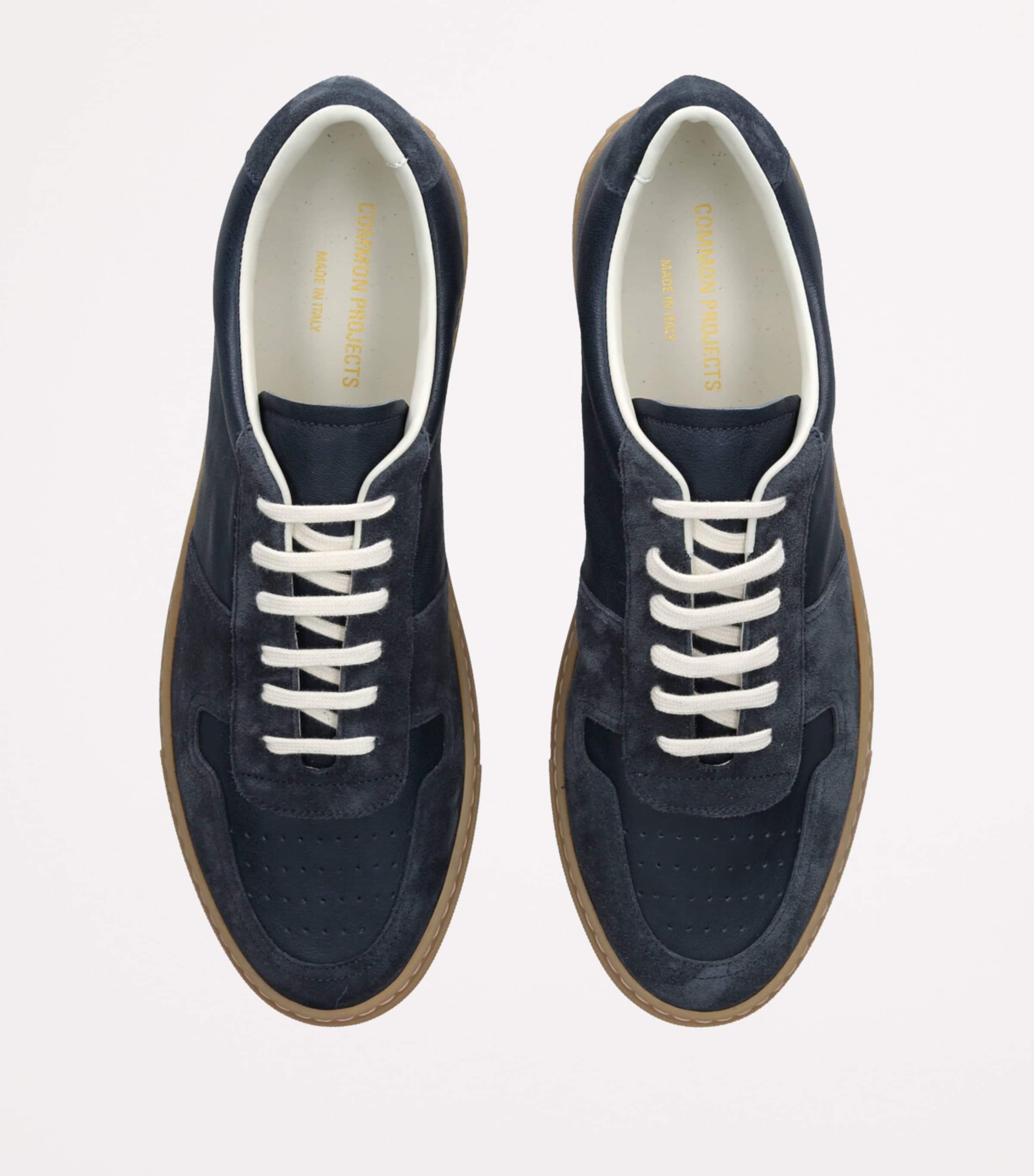 Leather and Suede BBall Sneakers NAVY Image 4