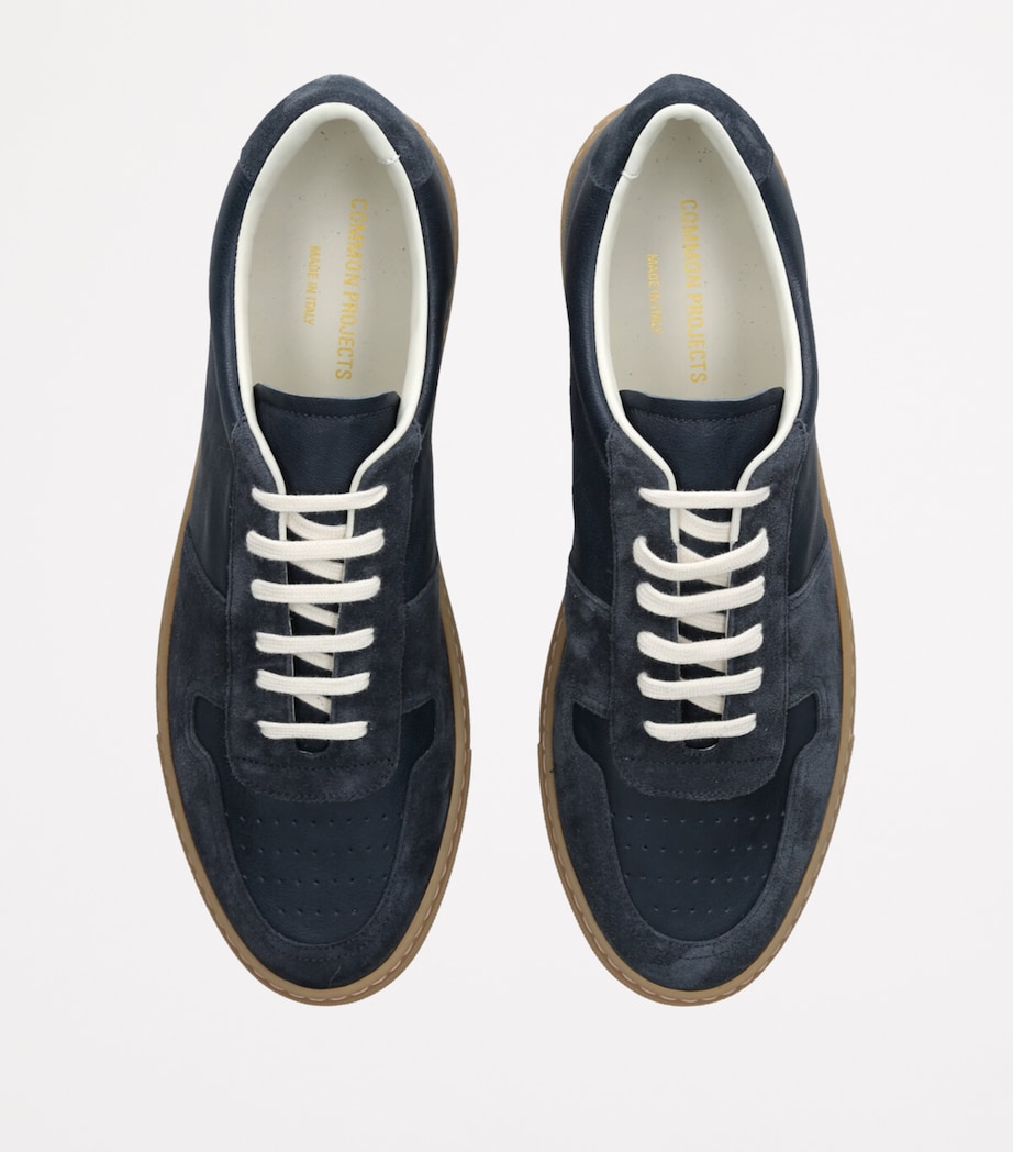 Leather and Suede BBall Sneakers NAVY Image 4