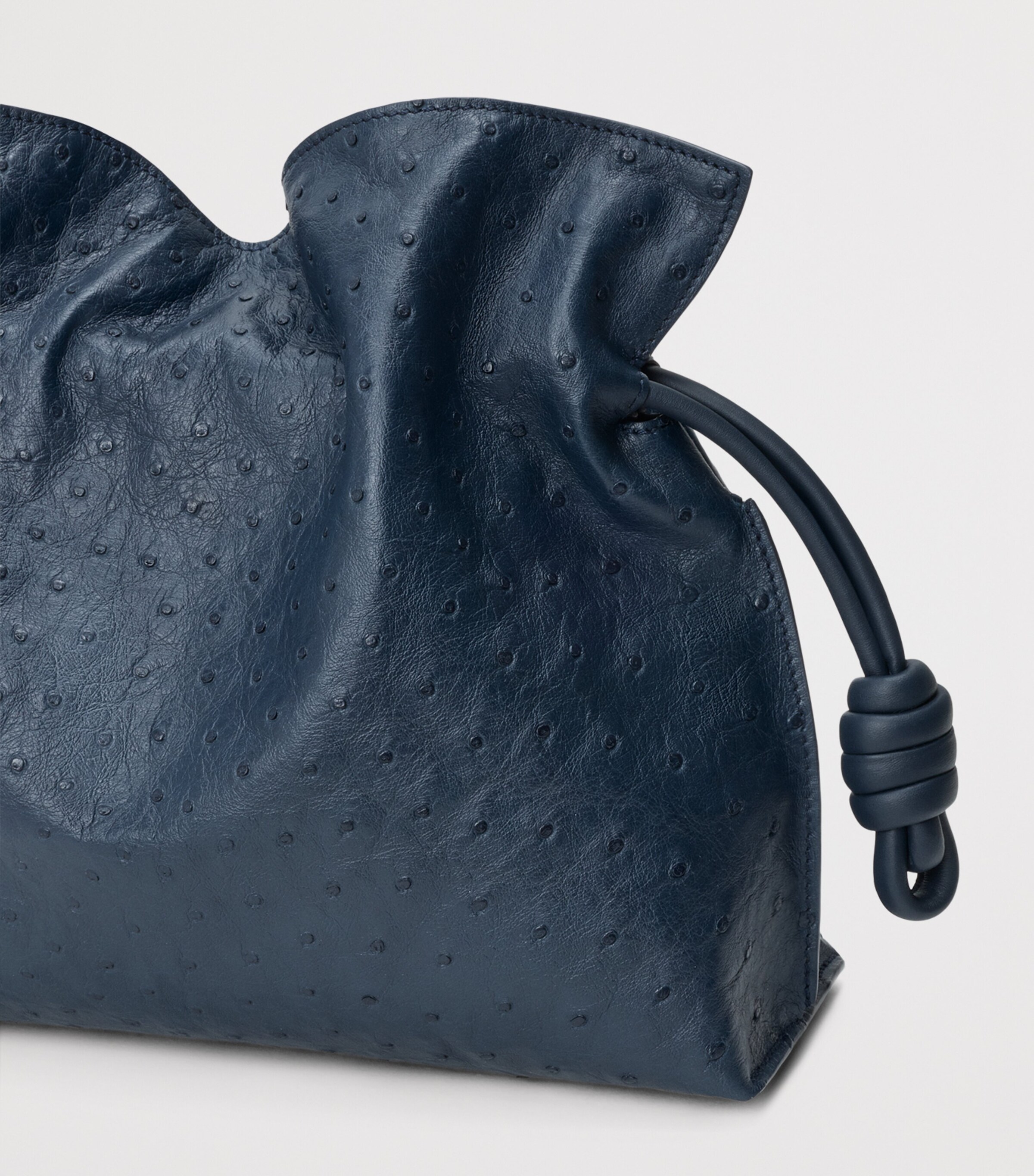 LOEWE Medium Ostrich Leather Flamenco Clutch Bag Deep Navy Image 6
