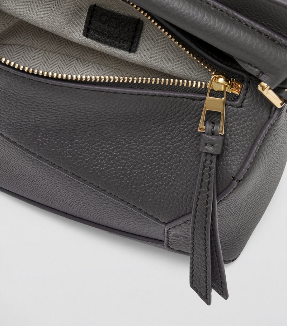 Mini Leather Puzzle Edge Top-Handle Bag DARK GREY Image 5