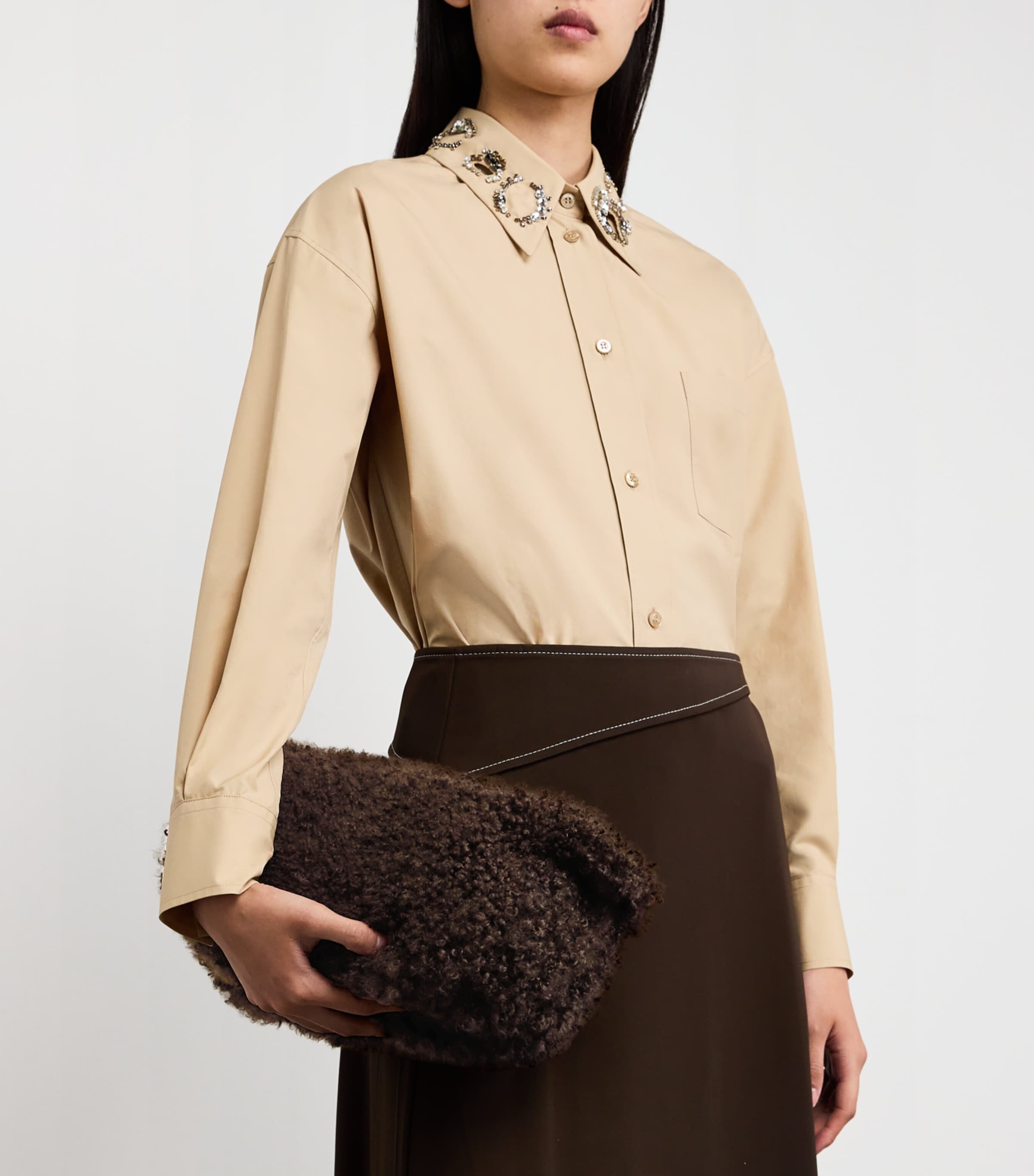 Medium Shearling Shoulder Bag 1269 EBANO Image 3