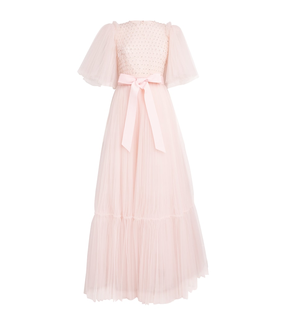 Huishan Zhang Womens Tulle Embellished January Gown Mauve Image 1