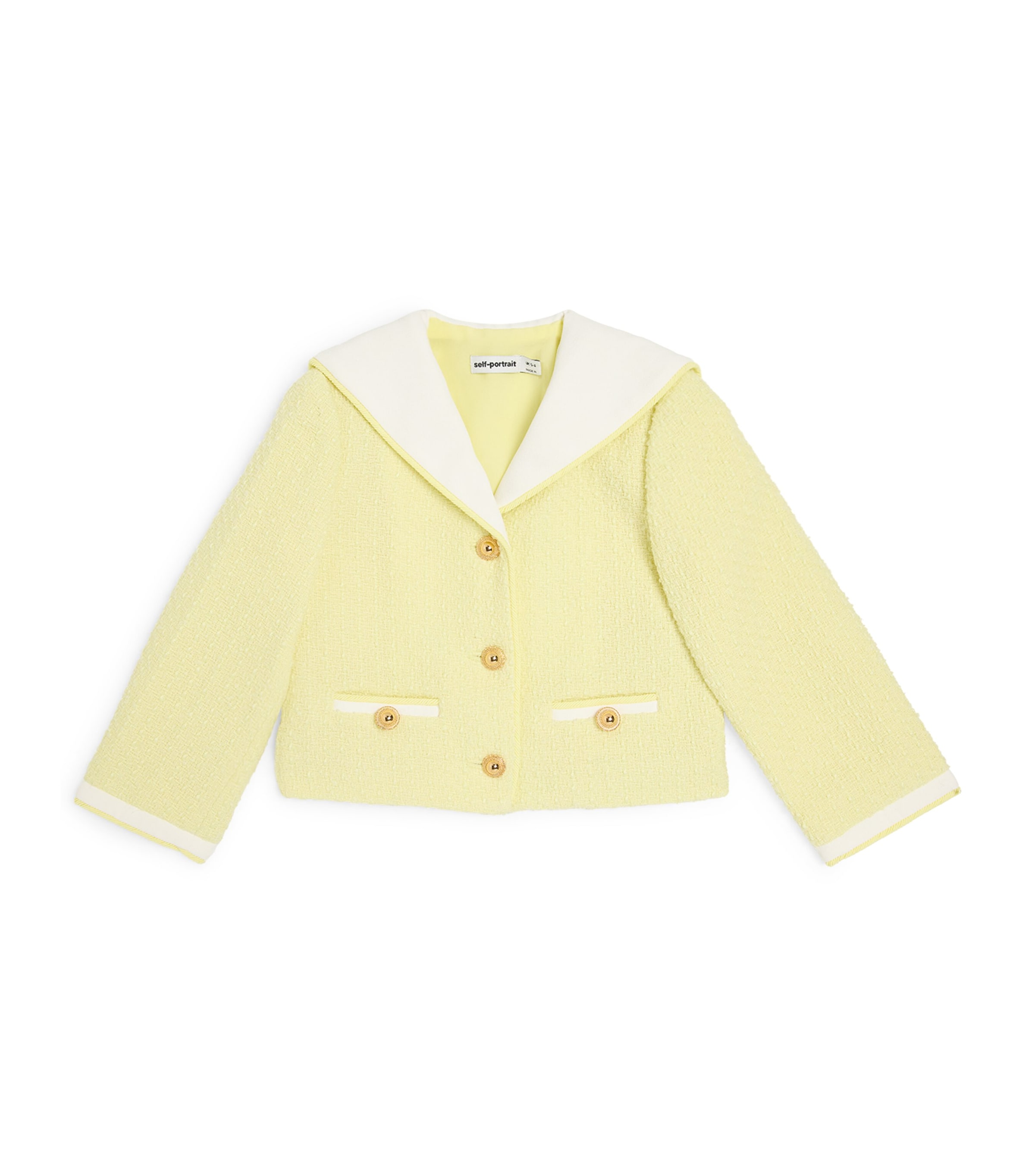 Self-portrait Kids' Bouclé Jacket In Yellow