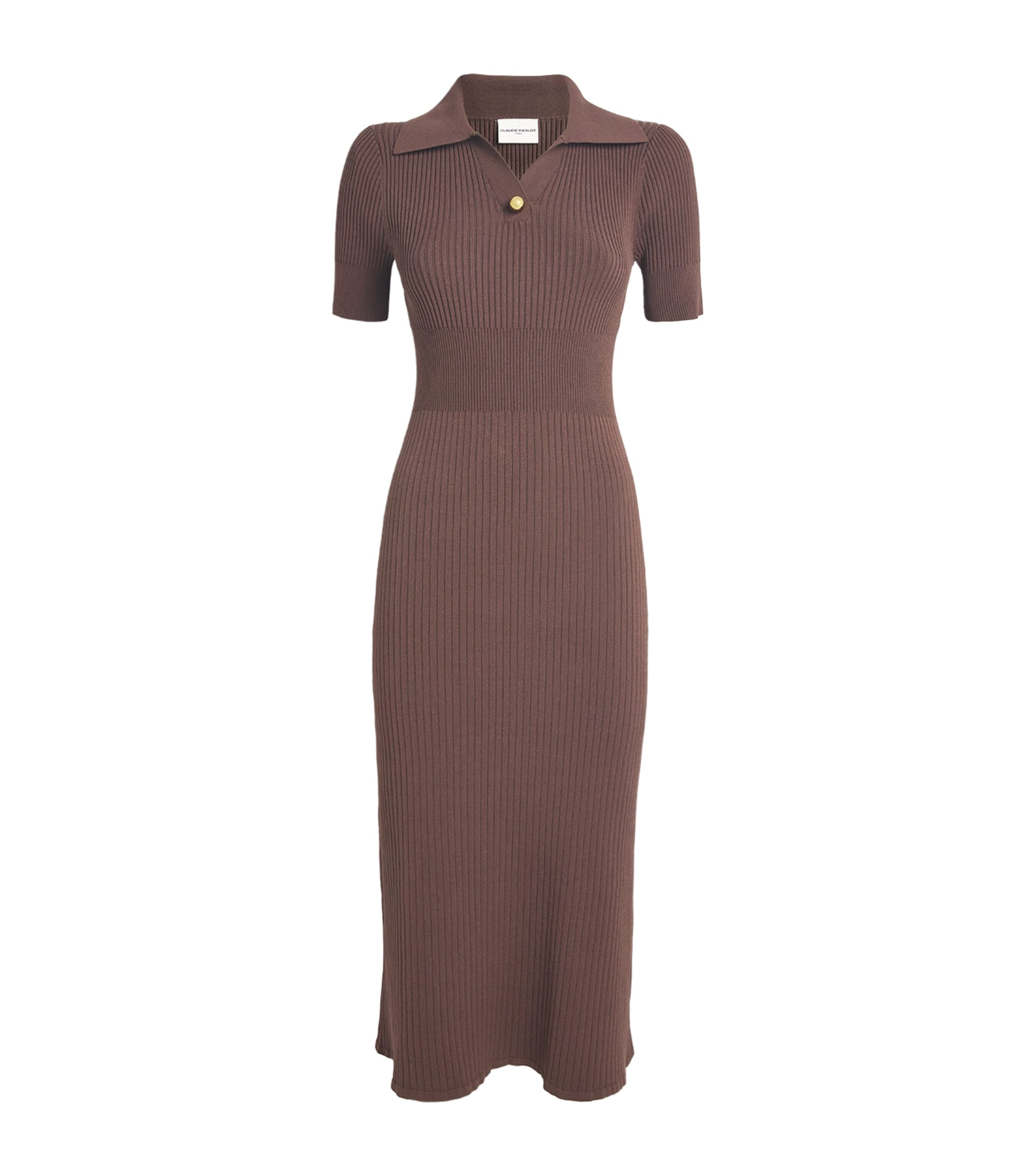 Claudie Pierlot Knitted Midi Dress In Brown