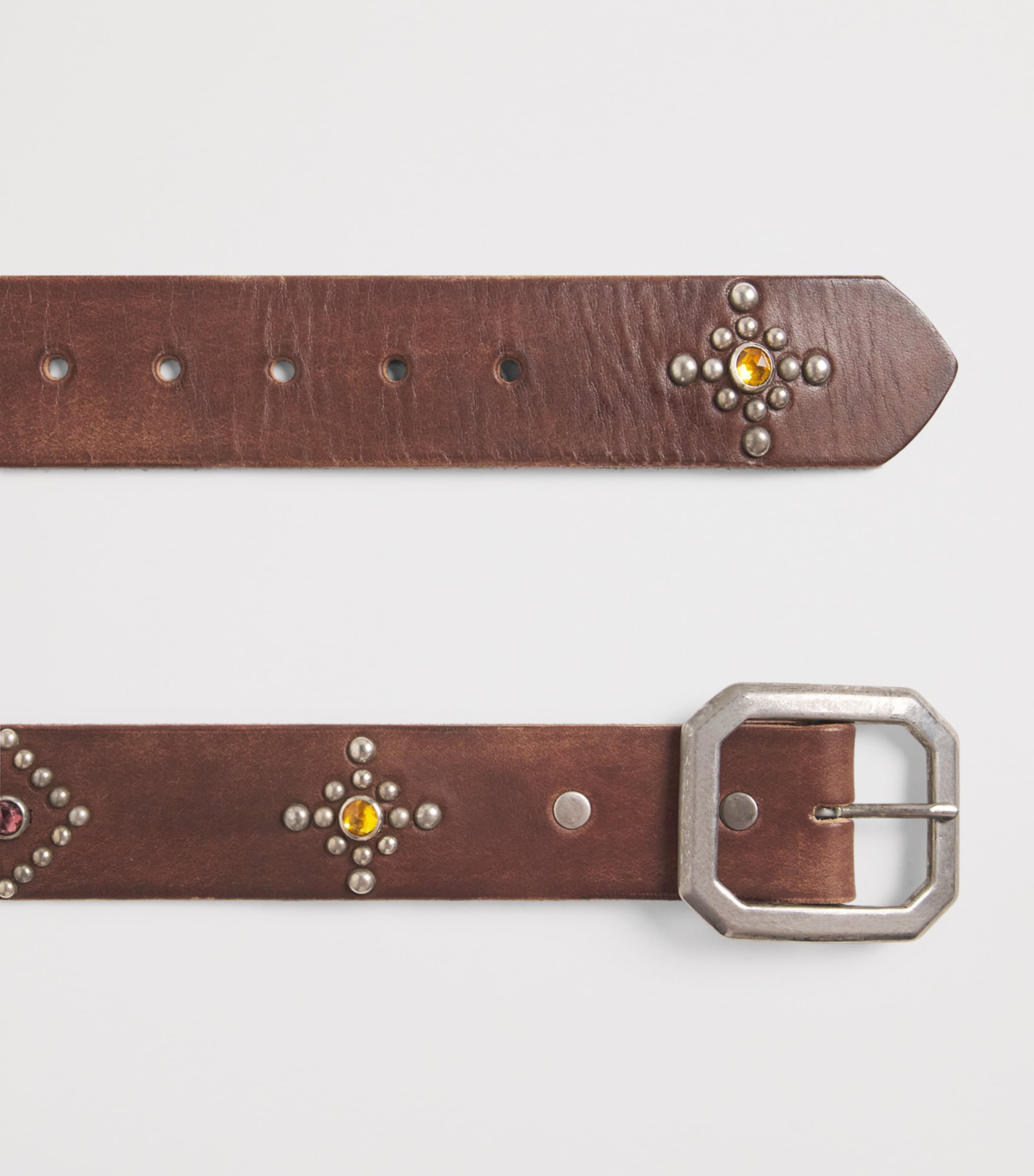 Leather Studded Santa Fe Belt BROWN Image 4
