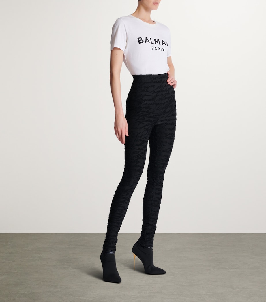 Jacquard Knit Love Letter Leggings 0PA NOIR Image 4