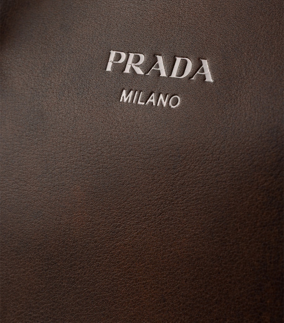 Prada Leather Logo Briefcase Brown Image 5