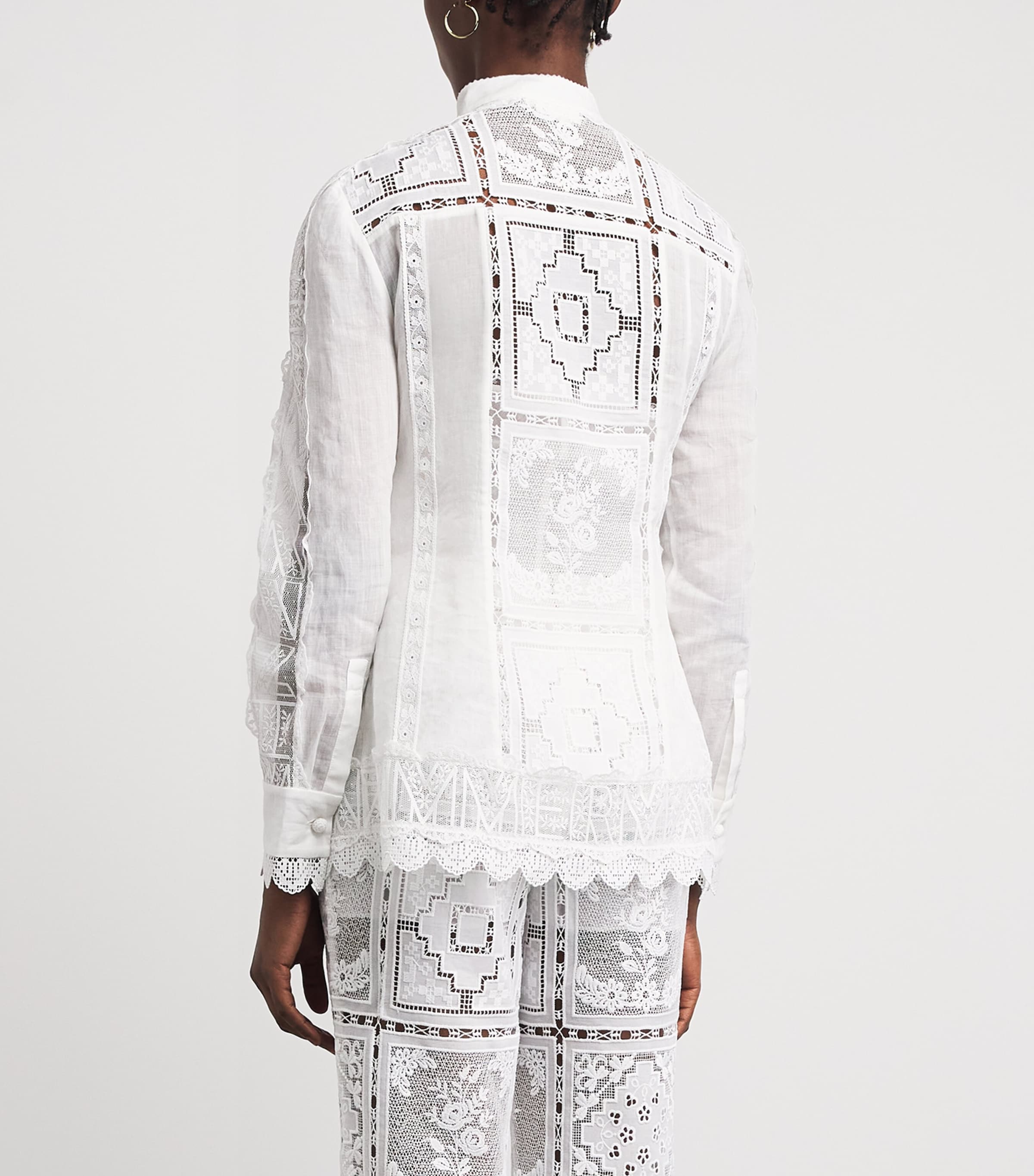 Zimmermann Womens Ramie Lace Aster Blouse Ivo Ivory Image 5
