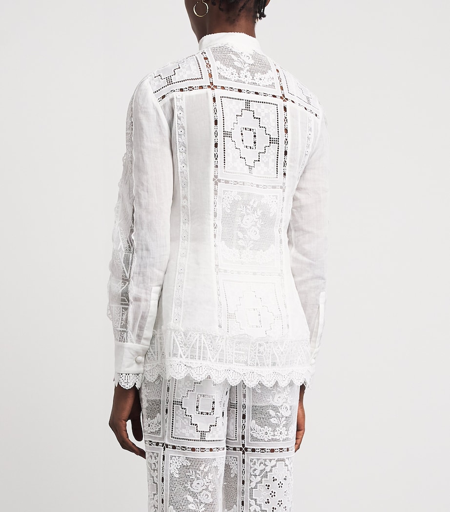 Zimmermann Womens Ramie Lace Aster Blouse Ivo Ivory Image 5