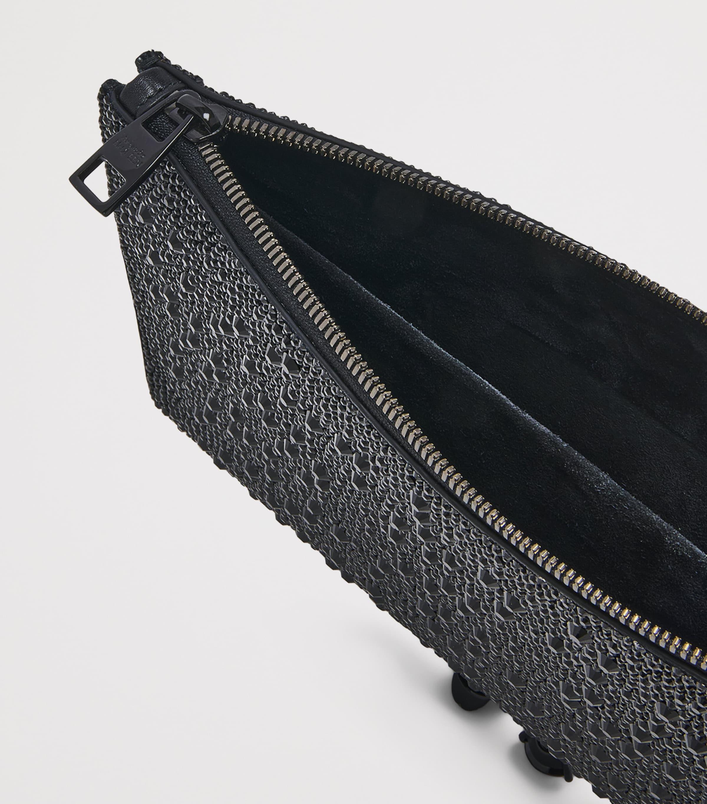 McQueen Suede Embellished Four-Ring Clutch Bag Image 4