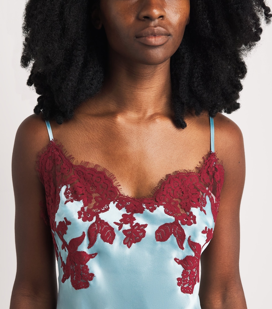 Marjolaine Womens Silk Floral Diane Slip Dress Glcier Brgogne Image 3