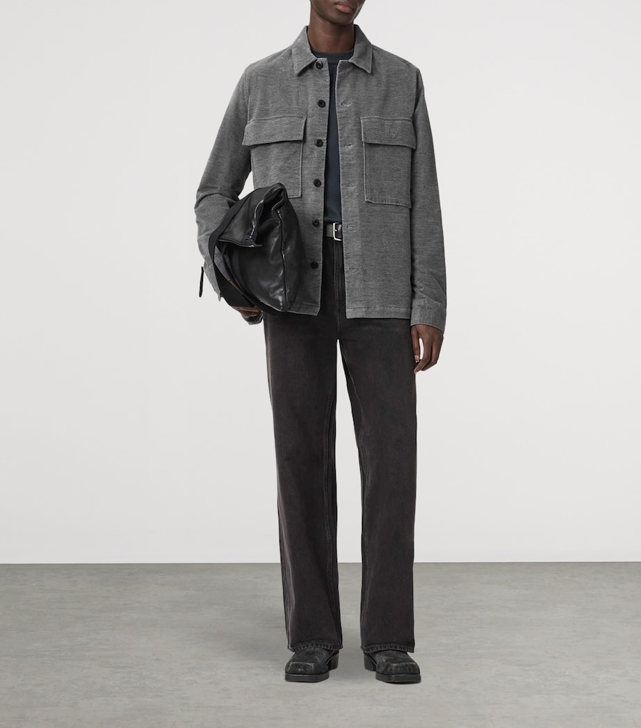 AllSaints Mens Corduroy Hawker Overshirt Light Grey Image 7