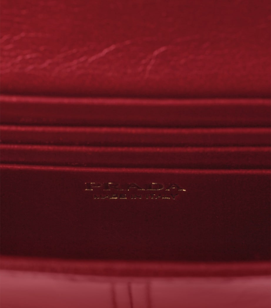 Prada Leather Wallet with Shoulder Strap Red Image 4