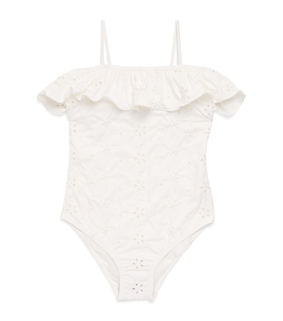 Mc2 Saint Barth Kids Embroidered Brielle Swimsuit (2-12 Years) Flwr Embry Image 1